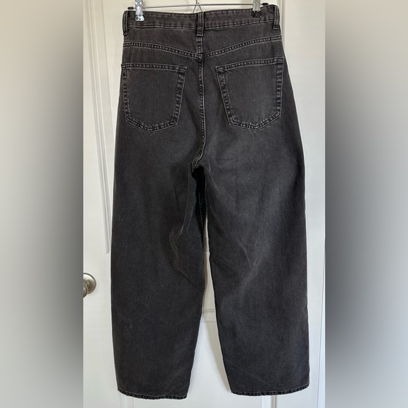 H&M Black High Rise Regular fit Straight Wide leg  Jeans-4 (S) - Picture 4 of 11